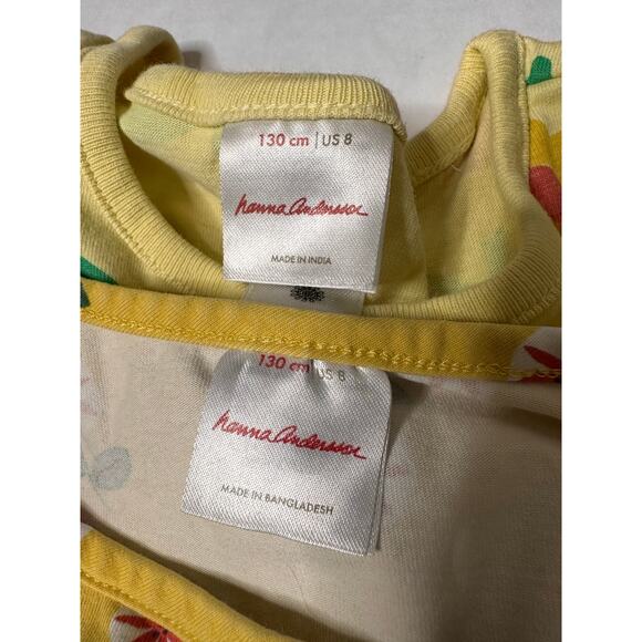 Hanna Andersson Girls Dresses Yellow Floral Organic Cotton Play Set of 2 Size 8 - Picture 4 of 9